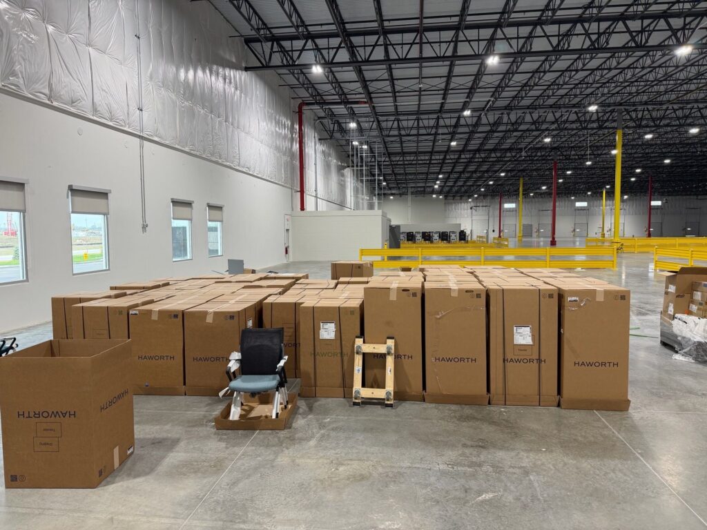 Boxed stored neatly in RDI's warehouse