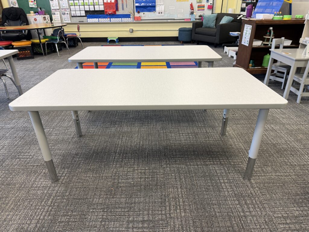 large student workstation installed in a classroom