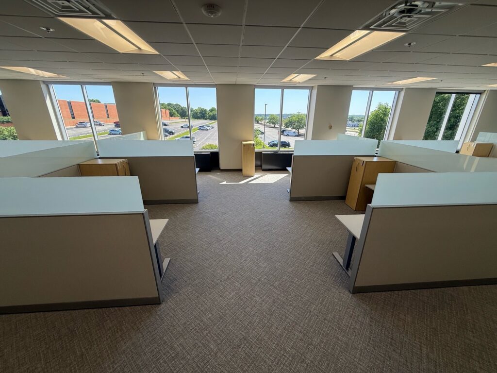 Commercial office cubicle installation completed by RDI with modern workstations and perimeter offices